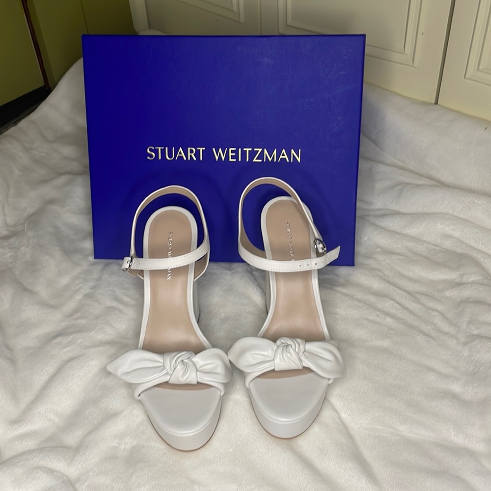 White Stuart Weitzman Platform Sandal